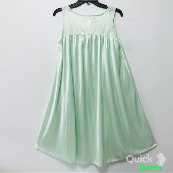 NWT Green Sleeveless Satin Nightgown - Picture 4 of 12